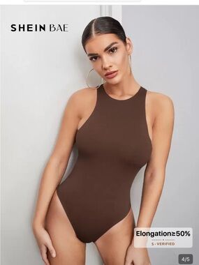 Women’s Brown High Neck Tank Bodysuit
